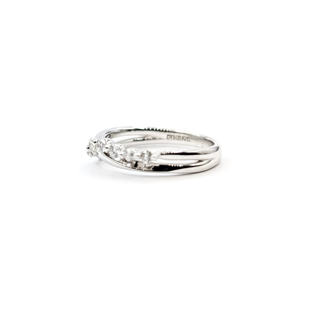 Ring Asymetrical Split .14ctw Round Diamonds 14kw 3mm Sz4 2.42g 126030008