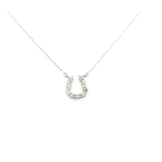 Necklace Horseshoe 0.20ct Round Diamonds 18kw 8x8mm 16" .83g 126030067