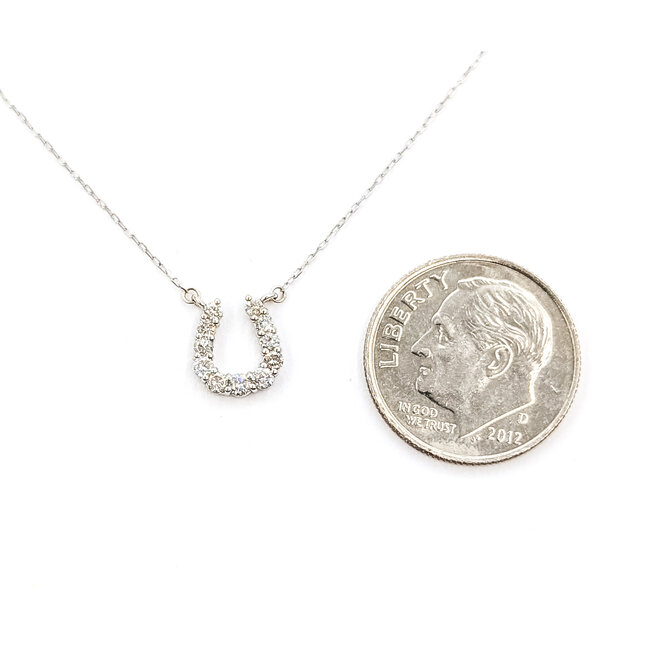 Necklace Horseshoe 0.20ct Round Diamonds 18kw 8x8mm 16" .83g 126030067