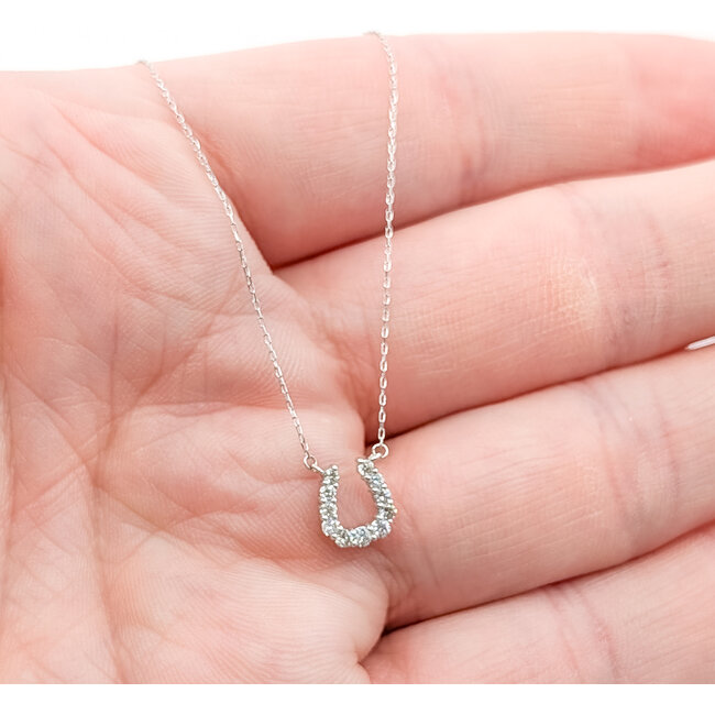 Necklace Horseshoe 0.20ct Round Diamonds 18kw 8x8mm 16" .83g 126030067