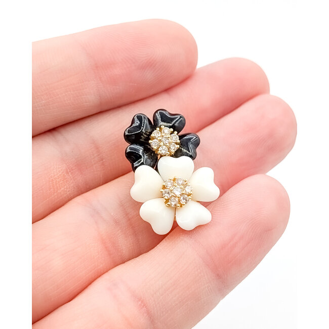 Pendant Ceramic Flower .41ct Round Diamonds 18ky 1.05x.6" 5.21g 126030059