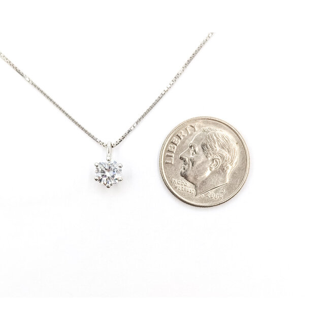 Pendant Solitaire W/chain 0.503ct Round Diamond 850pt 9x5mm 15.5" 2.13g 126030062