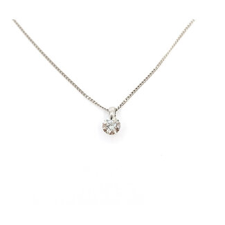Pendant Solitaire W/chain 0.35ct Round Diamond 900pt 7.5x4.5mm 14.5-16" 1.86g 126030061