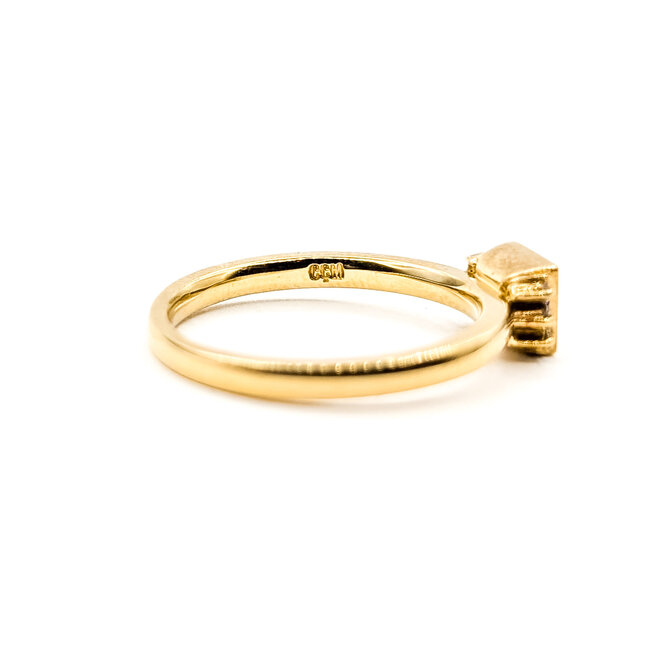 Ring 7-Stone .04ctw Round Diamonds .33ct Yellow Citrine 18ky 2mm Sz5 2.88g 126030005