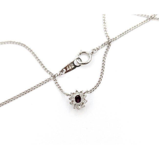 Pendant Halo .13ct Round Diamonds .21ct Red Ruby 850pt 7mm 16" 3.63g 126030046
