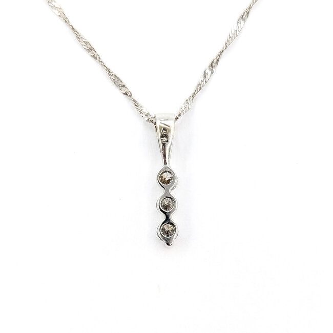 Pendant Bar W/Chain .25ctw Round Diamonds 14kw .75x.1 18" 1.76g 126030044