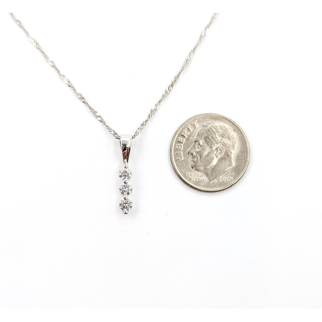 Pendant Bar W/Chain .25ctw Round Diamonds 14kw .75x.1 18" 1.76g 126030044