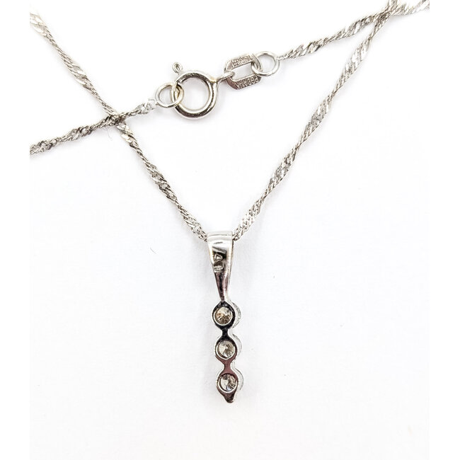 Pendant Bar W/Chain .25ctw Round Diamonds 14kw .75x.1 18" 1.76g 126030044
