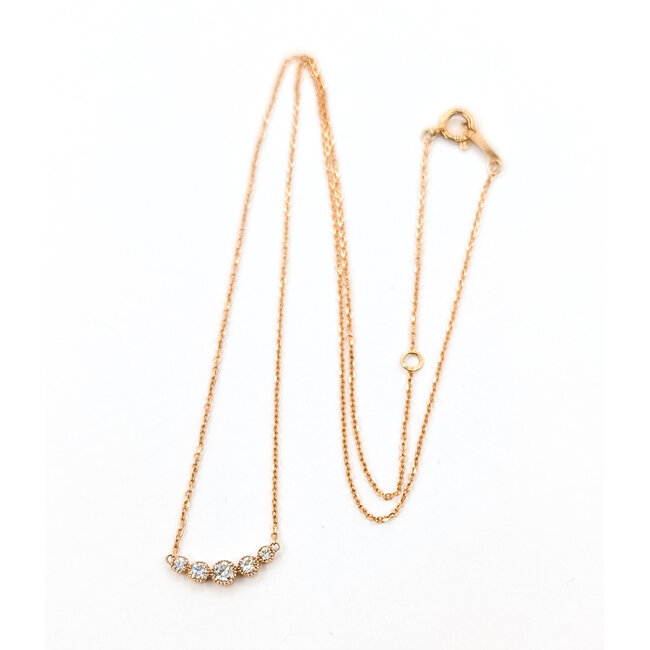 Necklace Contour Bar 0.15ct Round Diamonds 18kr 14.5-16" 1.82g 126030063