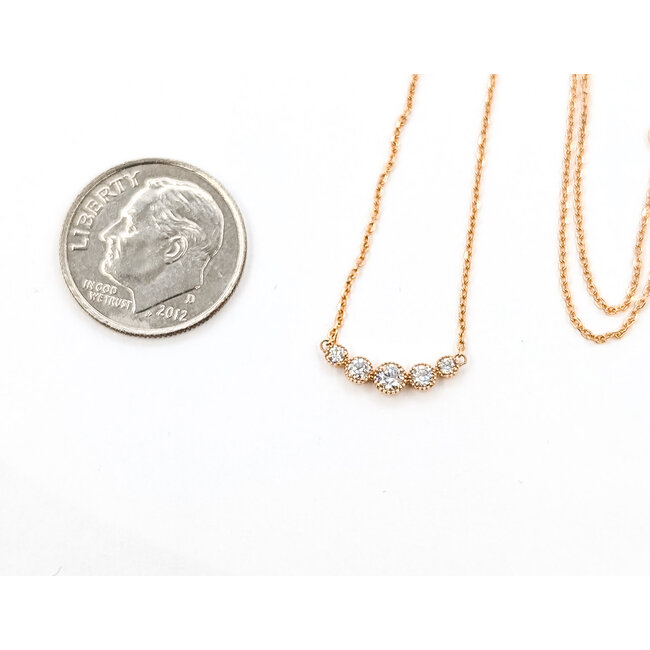 Necklace Contour Bar 0.15ct Round Diamonds 18kr 14.5-16" 1.82g 126030063