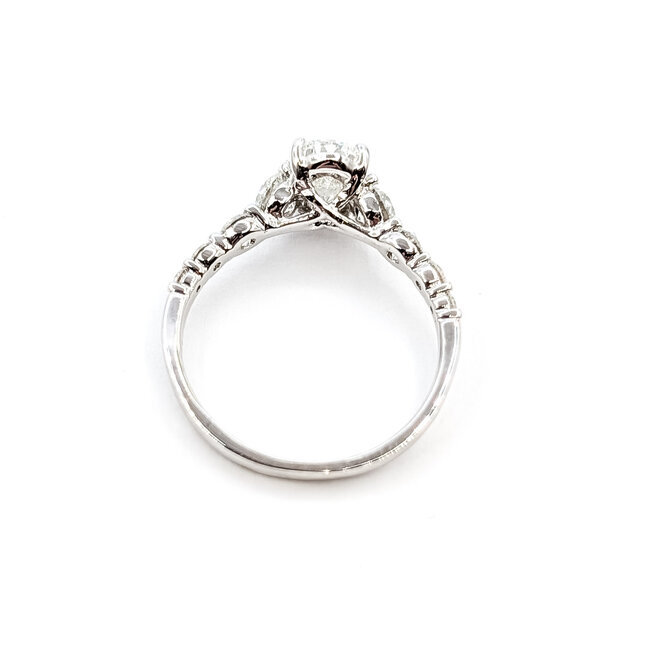 Ring Graduated 1.01ct Oval Lab Grown Diamond IGI Report: 756503774 VVS2 E .90ctw Round Diamonds 14kw 2mm Sz7 2.1g 125060061