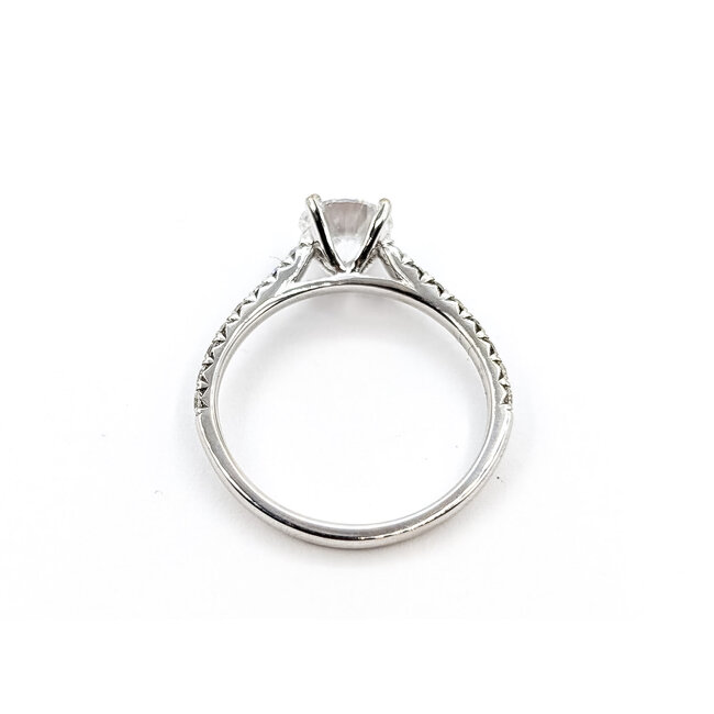 Ring Engagement Cathedral 1.1ct Round Lab Grown Diamond IGI Report: 718507344 VVS2 D .33ctw Diamonds 14kw 2mm Sz6.25 1.81g 125100047