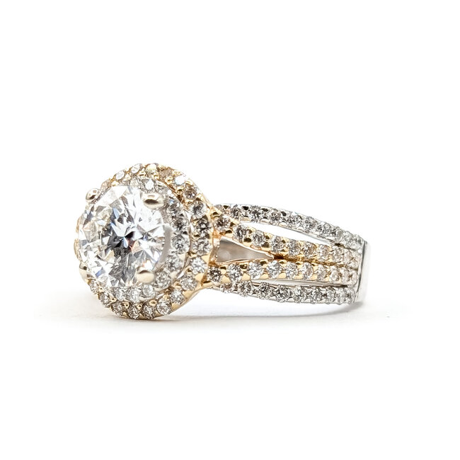 Ring Double Halo Split Shank 1.1ct Round Lab Grown Diamond IGI Report: 708581835 VVS2 D 1ctw Near Colorless Diamonds 14ktt 10mm Sz7 4.9g 125120025
