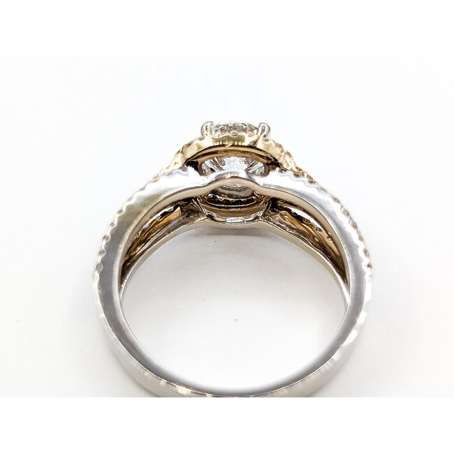 Ring Double Halo Split Shank 1.1ct Round Lab Grown Diamond IGI Report: 708581835 VVS2 D 1ctw Near Colorless Diamonds 14ktt 10mm Sz7 4.9g 125120025