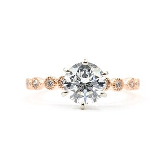 Ring Engagement Milgrain 1.1ct Round Lab Grown Diamond IGI Report: 696551884 VVS2 D .14ctw Diamonds 14kr 2.2mm Sz6.5 1.91g 126038031