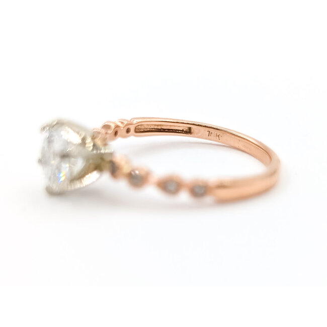 Ring Engagement Milgrain 1.1ct Round Lab Grown Diamond IGI Report: 696551884 VVS2 D .14ctw Diamonds 14kr 2.2mm Sz6.5 1.91g 126038031