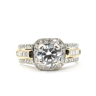 Ring Engagement Square Halo 1.09ct Round Lab Grown Diamond IGI Report: 715503689 VVS2 E 1ctw Diamonds 14ktt 5.3mm Sz6.5 8.6g 126038044