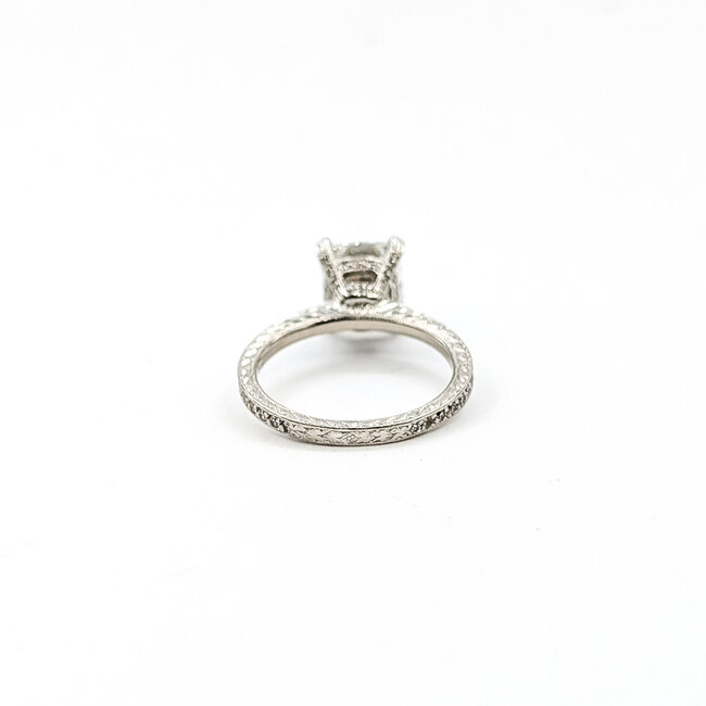 Ring Engagement Wheat Engraved 2.08ct Cushion Lab Grown Diamond IGI: LG559258027 .16ctw Diamonds Plat 1.75mm Sz6 3.2g 125100041