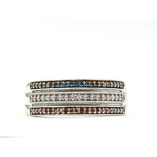 Ring 3-Row .16ctw Round Diamonds 10kw 7mm Sz8 3.35g 126030016