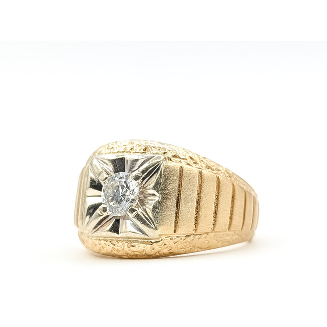 Ring Rolex Design .36ct European Cut Diamond 14ktt 13mm Sz6.5 7.44g 226030038