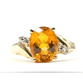 Ring Bypass 5-Stone .08ctw Round Diamonds 2.4ct Golden Citrine 14ky 2.2mm Sz5 3.66g 126030015