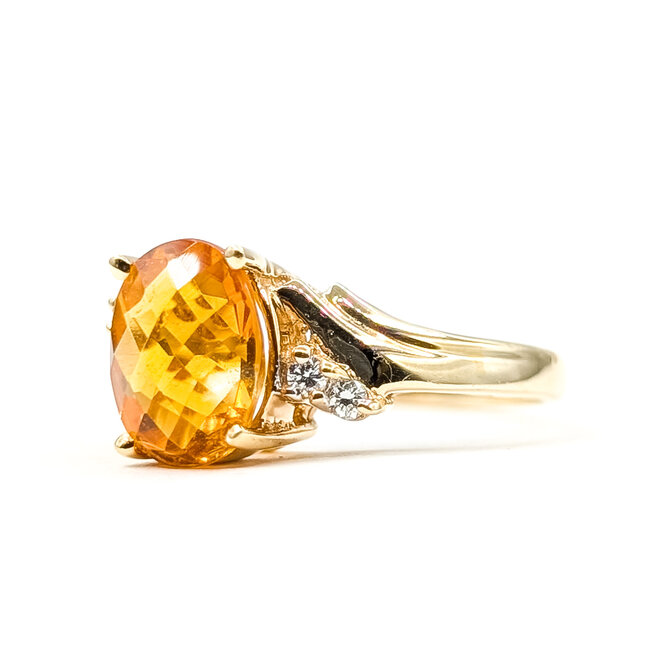 Ring Bypass 5-Stone .08ctw Round Diamonds 2.4ct Golden Citrine 14ky 2.2mm Sz5 3.66g 126030015