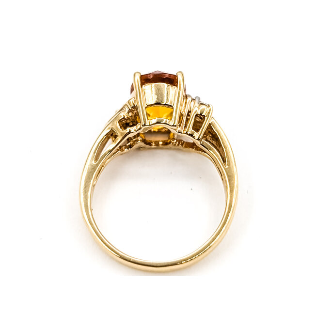 Ring Bypass 5-Stone .08ctw Round Diamonds 2.4ct Golden Citrine 14ky 2.2mm Sz5 3.66g 126030015