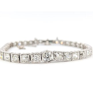 Bracelet Art Deco Milgrain 7.75ctw Old Mine Diamonds Platinum 7mm 6.5" 17.2g 226030066