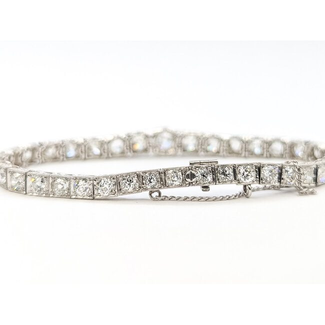 Bracelet Art Deco Milgrain 7.75ctw Old Mine Diamonds Platinum 7mm 6.5" 17.2g 226030066