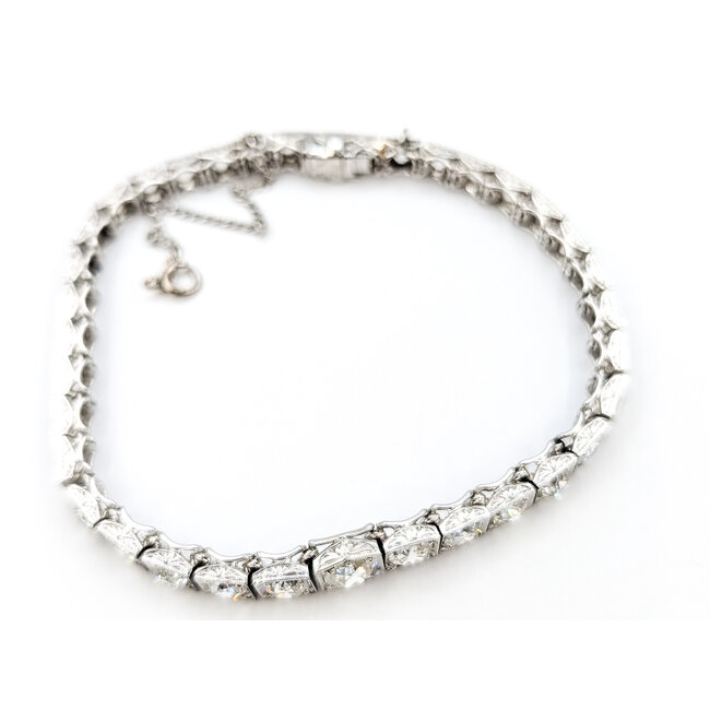 Bracelet Art Deco Milgrain 7.75ctw Old Mine Diamonds Platinum 7mm 6.5" 17.2g 226030066