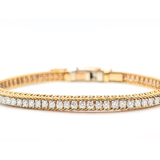 Bracelet Wheat Extender 3ctw Round Diamonds 18ky 5.25mm 7.5" 20.87g 226030067