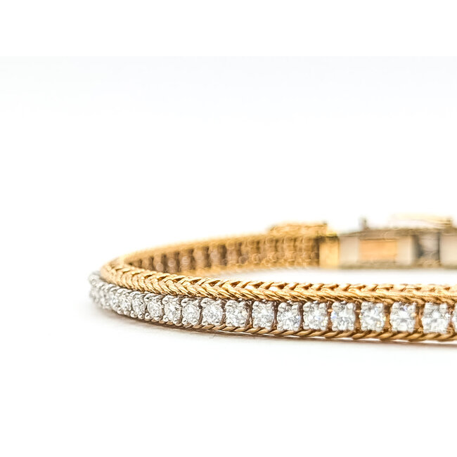 Bracelet Wheat Extender 3ctw Round Diamonds 18ky 5.25mm 7.5" 20.87g 226030067