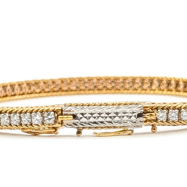 Bracelet Wheat Extender 3ctw Round Diamonds 18ky 5.25mm 7.5" 20.87g 226030067