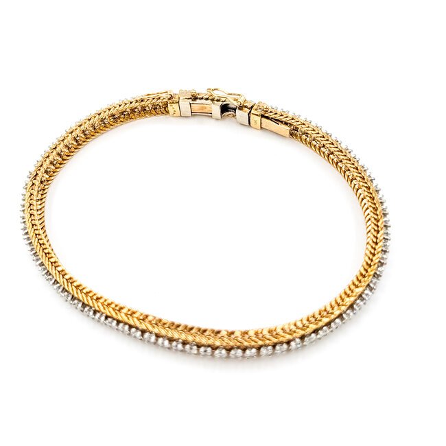 Bracelet Wheat Extender 3ctw Round Diamonds 18ky 5.25mm 7.5" 20.87g 226030067