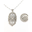 Pendant Filigree W/Chain .12ct Old Euro Diamond 14kw 1.5x.75" 16" 2.93g 226030065