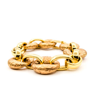 Bracelet Hammered Chain Link 18ky 20mm 7.25" 29.4g 126032013