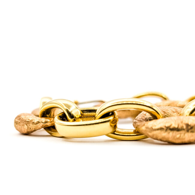 Bracelet Hammered Chain Link 18ky 20mm 7.25" 29.4g 126032013