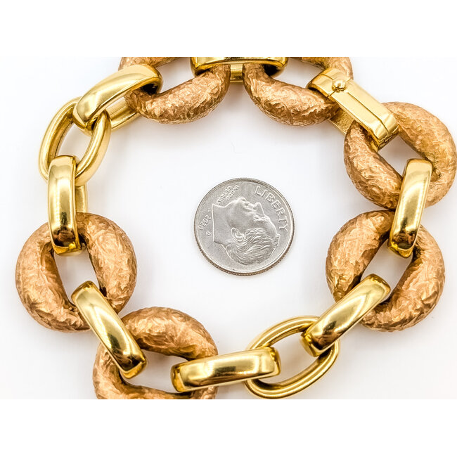 Bracelet Hammered Chain Link 18ky 20mm 7.25" 29.4g 126032013