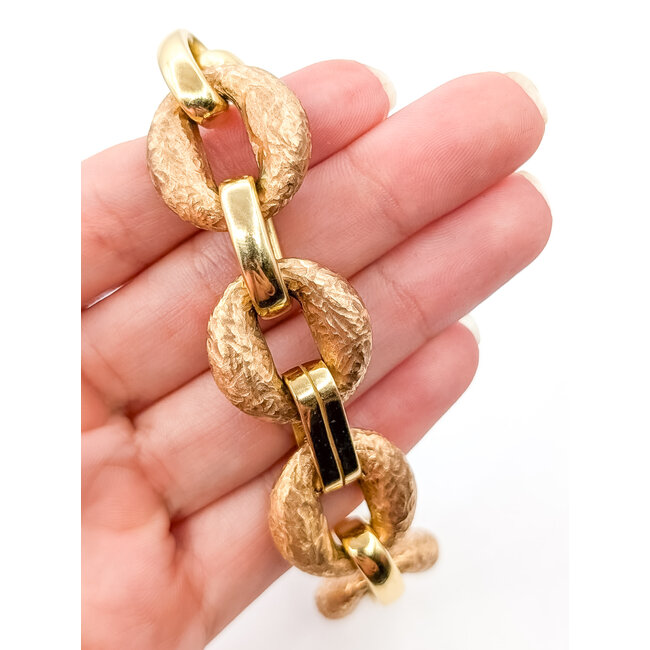 Bracelet Hammered Chain Link 18ky 20mm 7.25" 29.4g 126032013