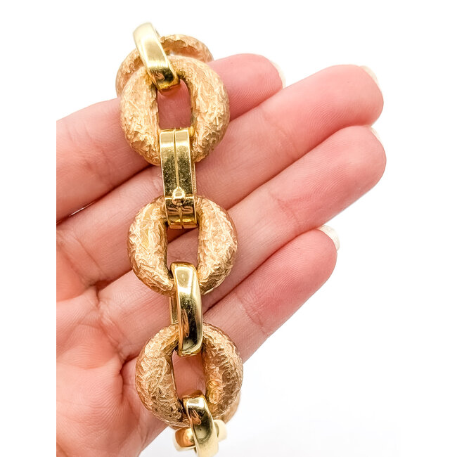 Bracelet Hammered Chain Link 18ky 20mm 7.25" 29.4g 126032013
