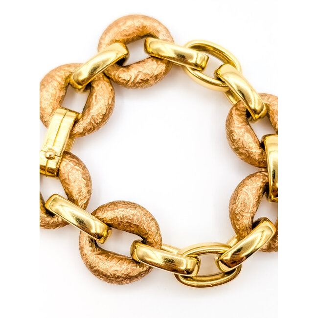 Bracelet Hammered Chain Link 18ky 20mm 7.25" 29.4g 126032013
