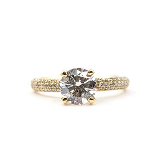 Ring Pave 1.2ct Round Lab Grown Diamond IGI Report: 773620490 VS1 D 1ctw Near Colorless Diamonds 18ky Sz6 3.2g 125120062