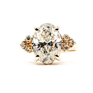 Ring Engagement 3.09ct Oval Lab Grown Diamond VS1 G IGI: 757528144 .16ctw Round Diamonds 14ky 3.67g sz7 124020150