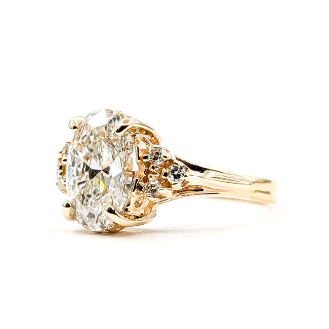 Ring Engagement 3.09ct Oval Lab Grown Diamond VS1 G IGI: 757528144 .16ctw Round Diamonds 14ky 3.67g sz7 124020150