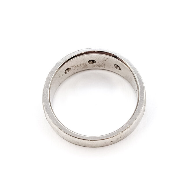 Ring 3 X Brushed .03ctw Round Diamonds 14kw 4.5mm Sz7 5.62g 226030063