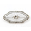 Brooch Filigree Kampfer Glass .035ct Round Diamond 14kw 1.4x.6" 4.15g 226030057