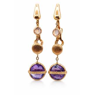 Earrings Dangle 1.5ctw Purple Amethyst 14kr 1.6x.25" 3.82g 226030055