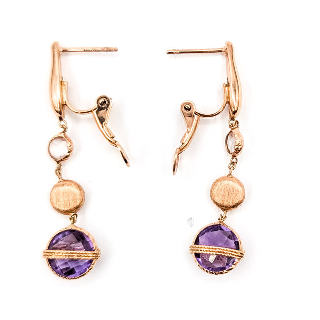 Earrings Dangle 1.5ctw Purple Amethyst 14kr 1.6x.25" 3.82g 226030055