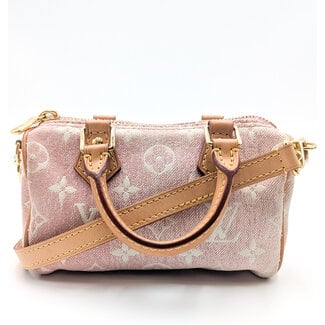 Handbag Louis Vuitton Nano Speedy Denim Pink 126045025