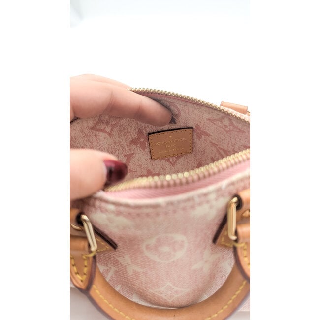 Handbag Louis Vuitton Nano Speedy Denim Pink 126045025